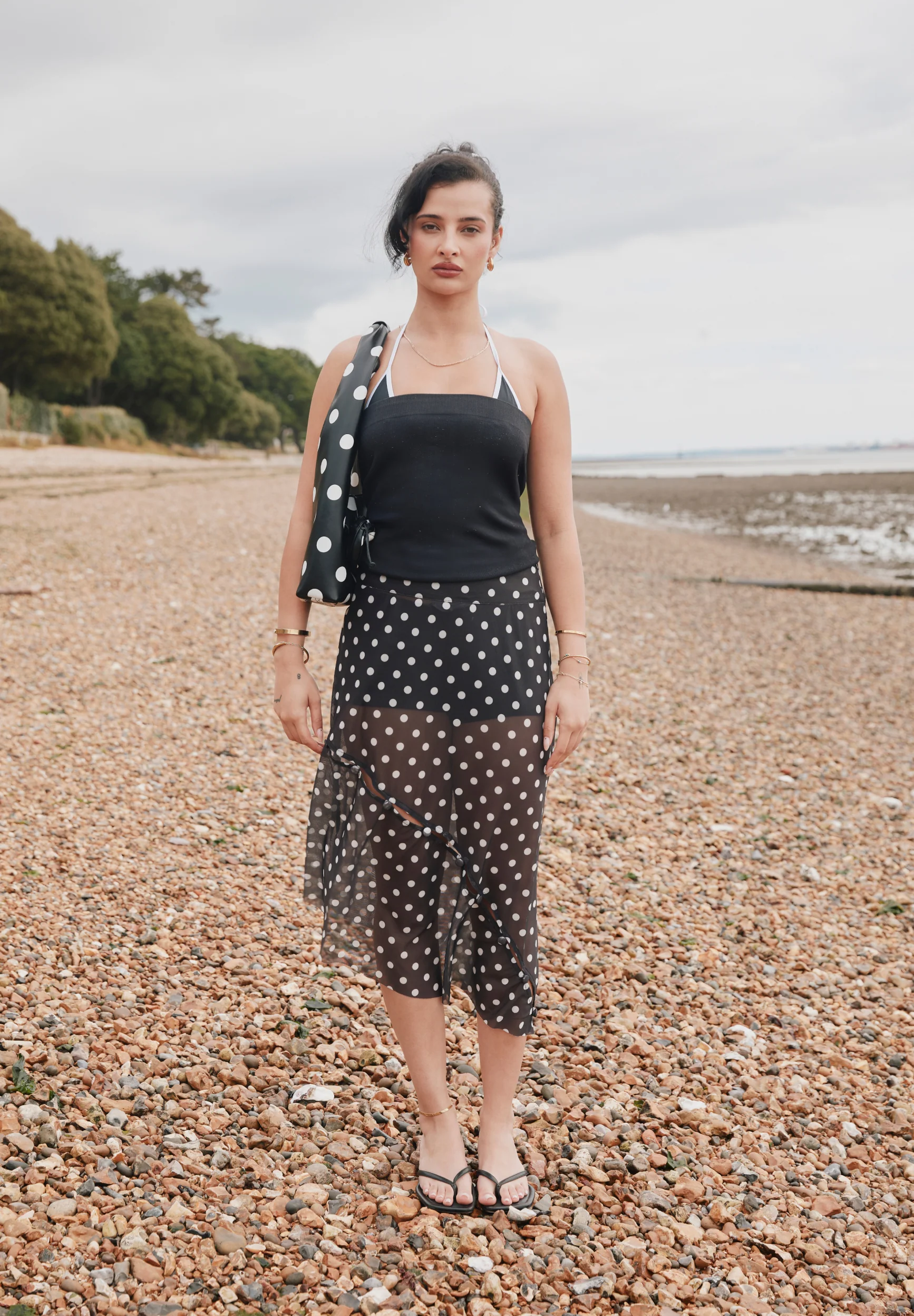 POLKA DOT MESH PRINTED SKIRT - Image 2